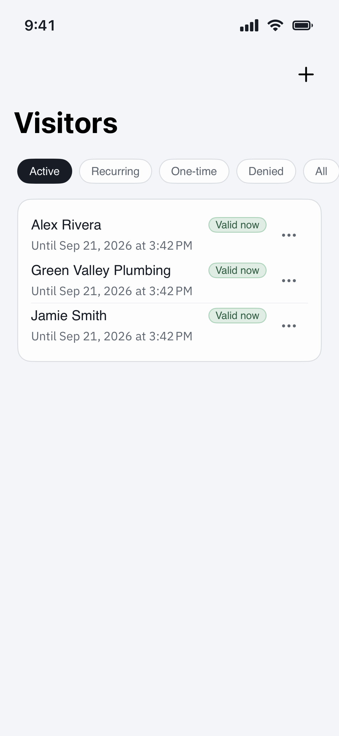 a pending visit with a Cancel action