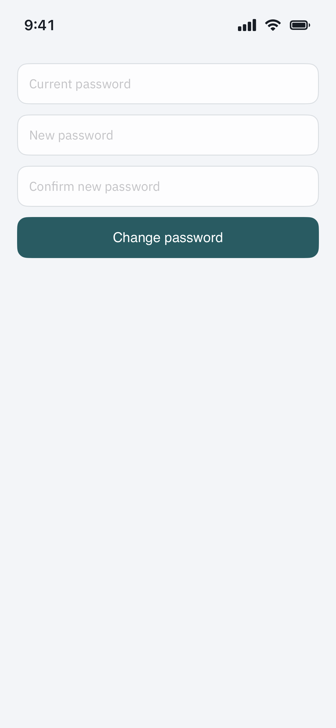 the Change password form under account settings